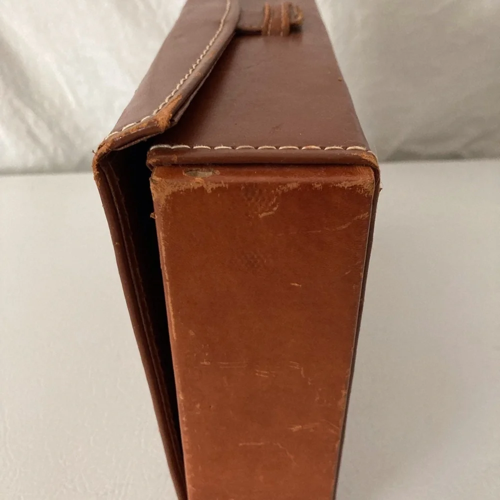 Leather Toiletry Kit Top Grain Leather W/ Faux Tortoise Boxes and Containers